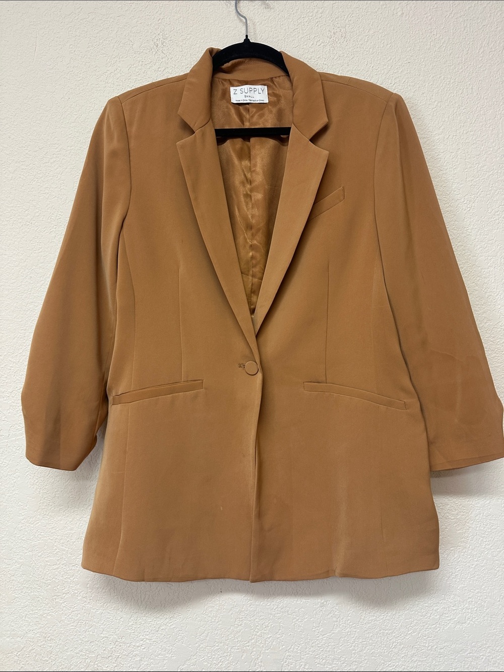 Z Supply Women's Tan Single-Button Blazer Jacket size S
